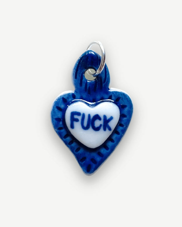 Charms - Ciondolo in Porcellana Cuore Blu Rebel
