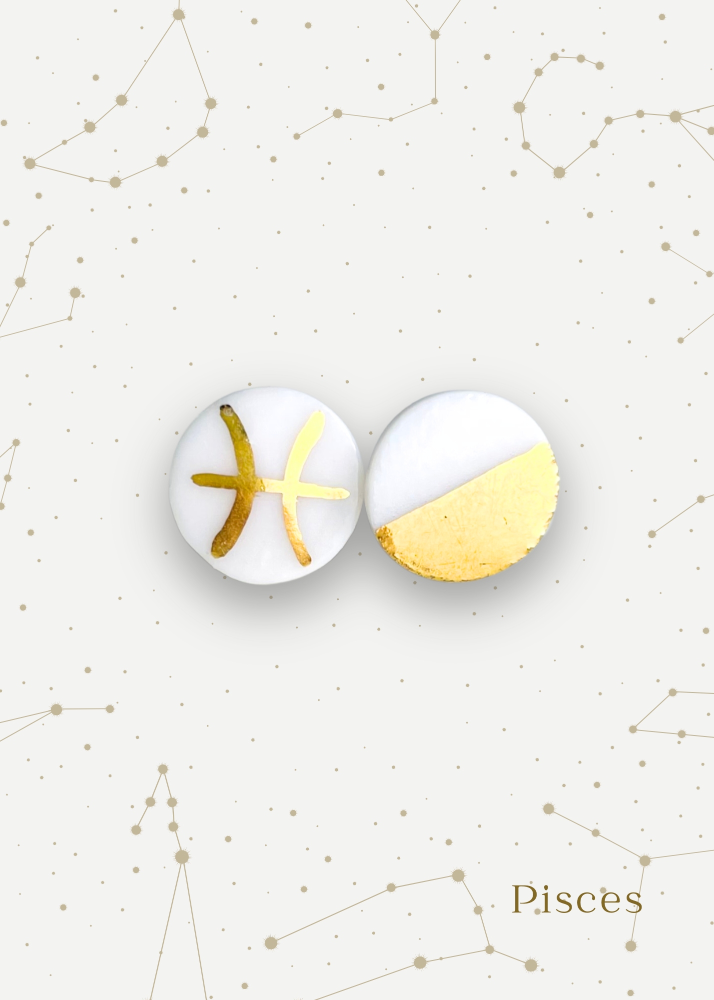 Orecchini a Lobo - Zodiaco in Porcellana Bianca e Oro