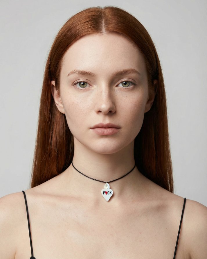 Charms - Ciondolo in Porcellana Cuore Bianco Rebel