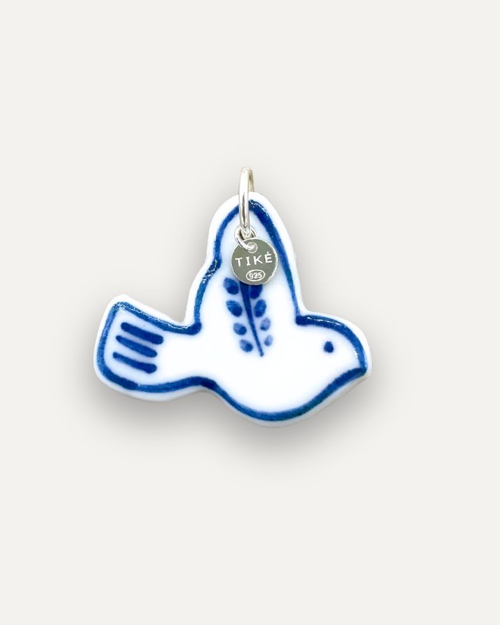 Charms - Blue sun porcelain pendant