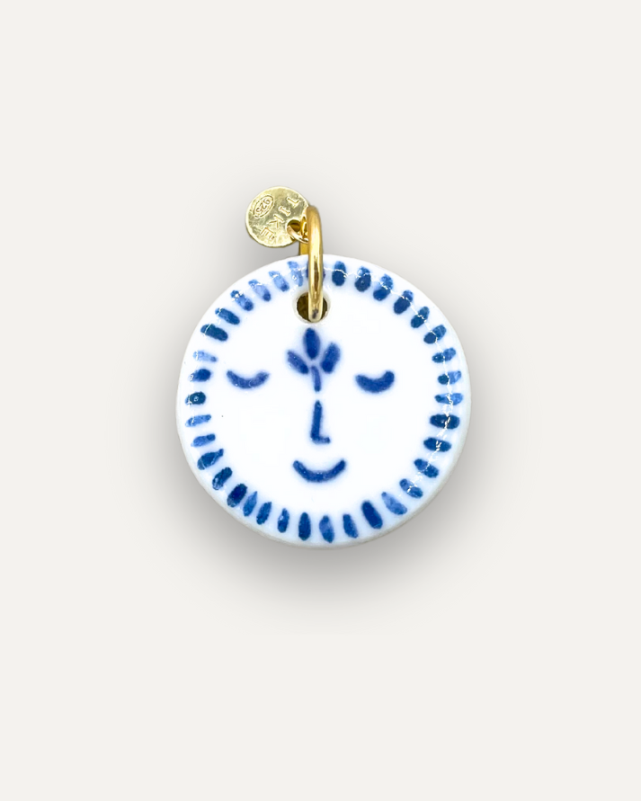 Charms - Blue sun porcelain pendant