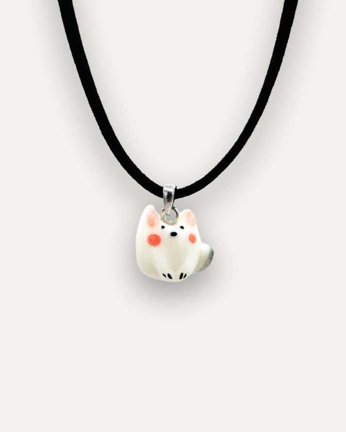 Collana Choker Gatto Bianco in Porcellana