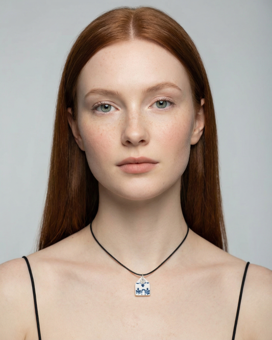 Charms - Casetta Blu Ciondolo in Porcellana