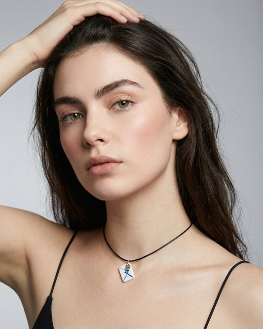 Charmes - pendentif en porcelaine de soleil bleu