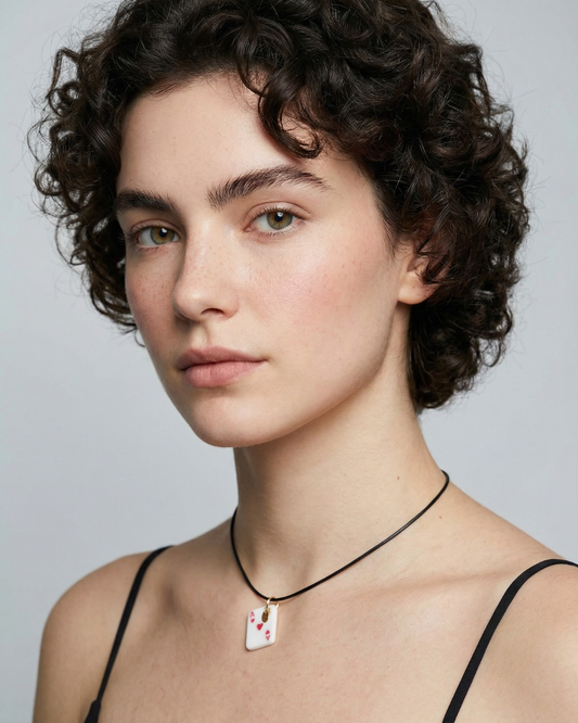 Charm - Asso di Cuori rosso ciondolo in Porcellana