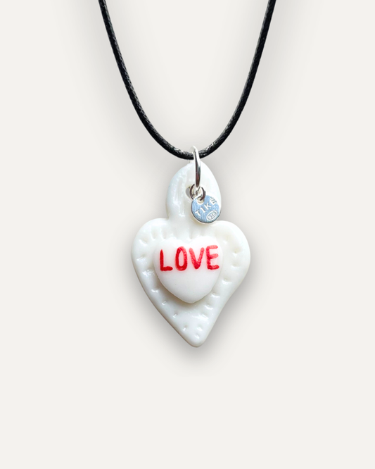 Charm - Cuore Sacro LOVE rosso ciondolo in Porcellana