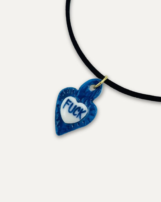 Collana Choker Cuore Rebel in Porcellana