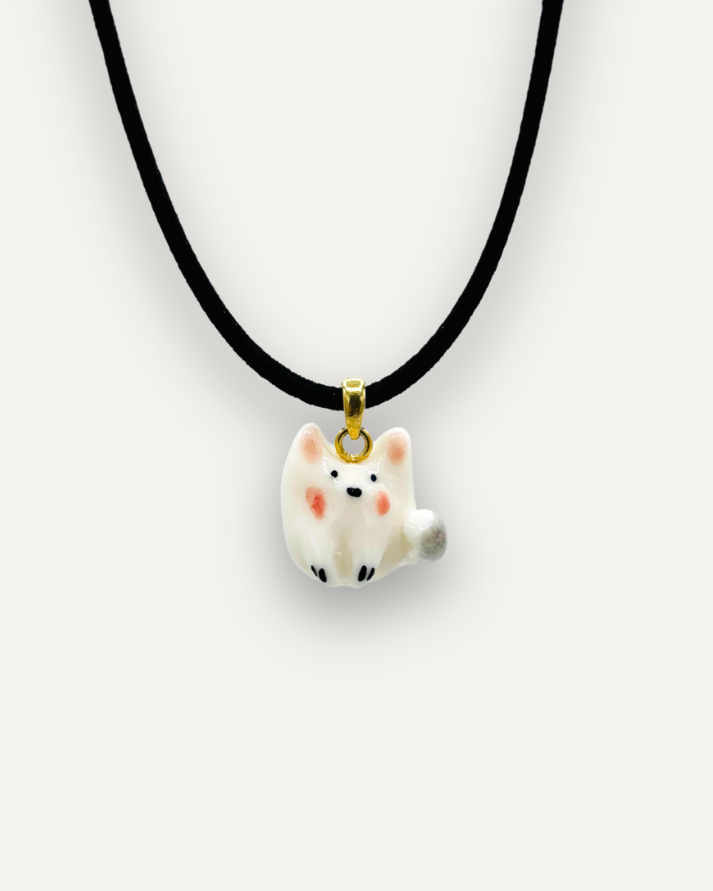 Collana Choker Gatto Bianco in Porcellana