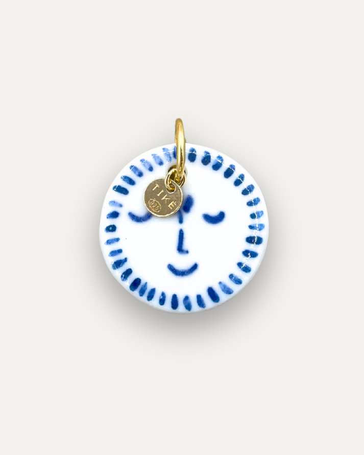 Charms - Blue sun porcelain pendant