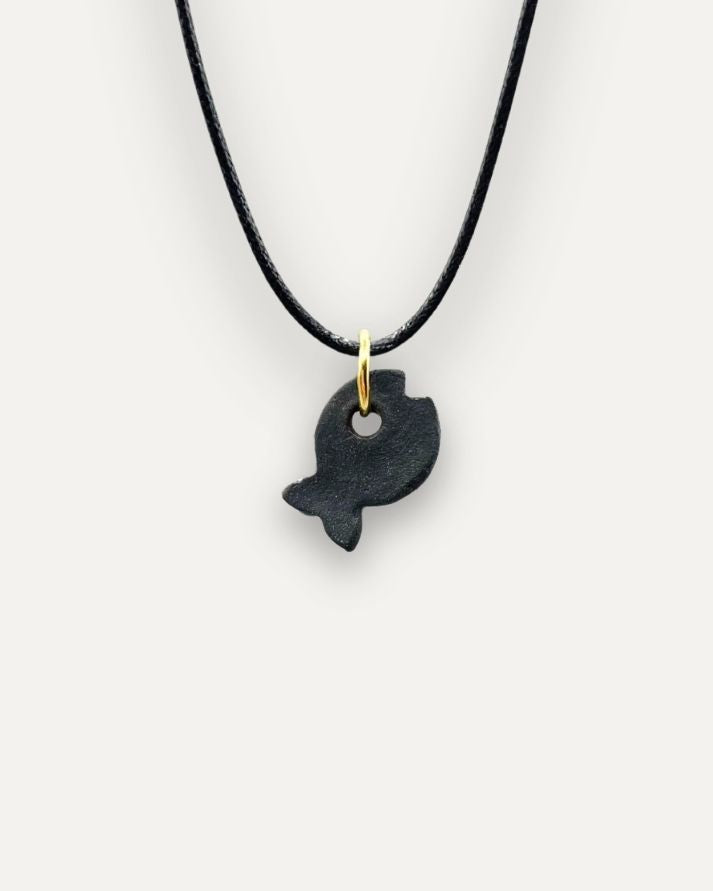 Charms - Porcellana Pesce Nero Righe
