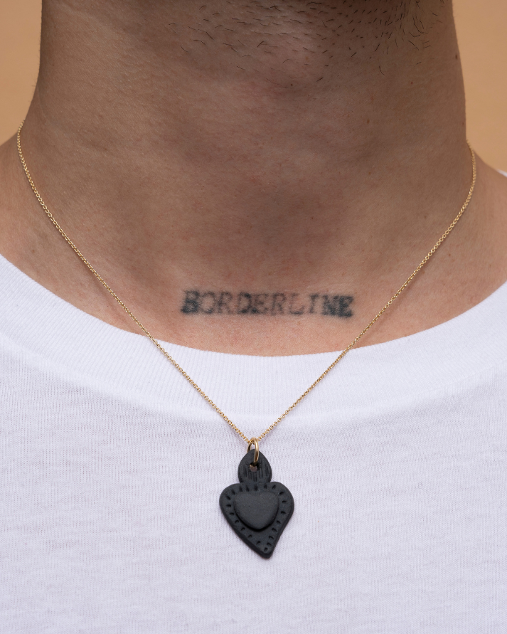 Charms - Ciondolo in Porcellana Cuore Nero Satinato
