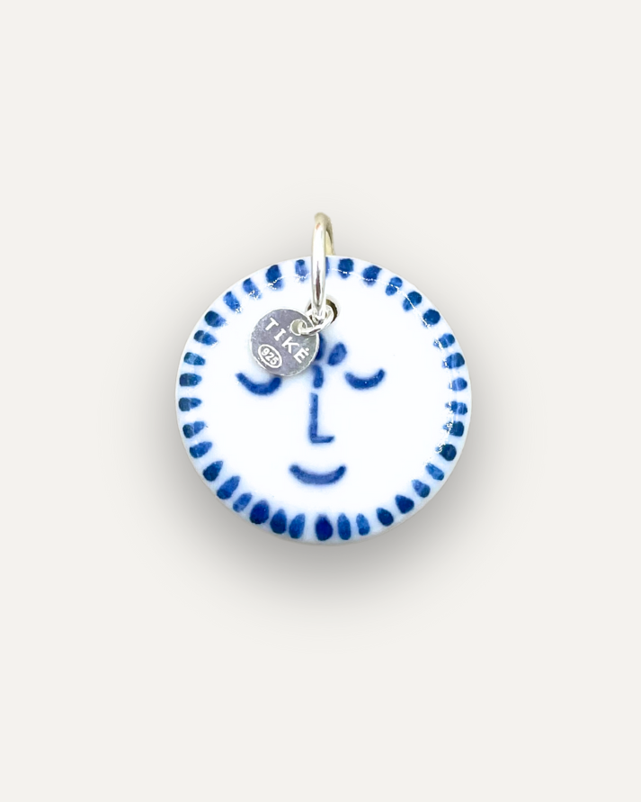 Charms - Blue sun porcelain pendant