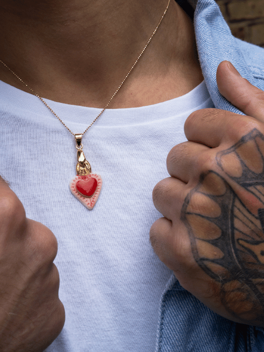 Collana Pallini Cuore Sacro in Porcellana