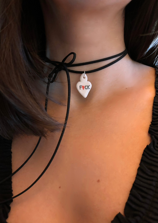 Charms - Ciondolo in Porcellana Cuore Bianco Rebel