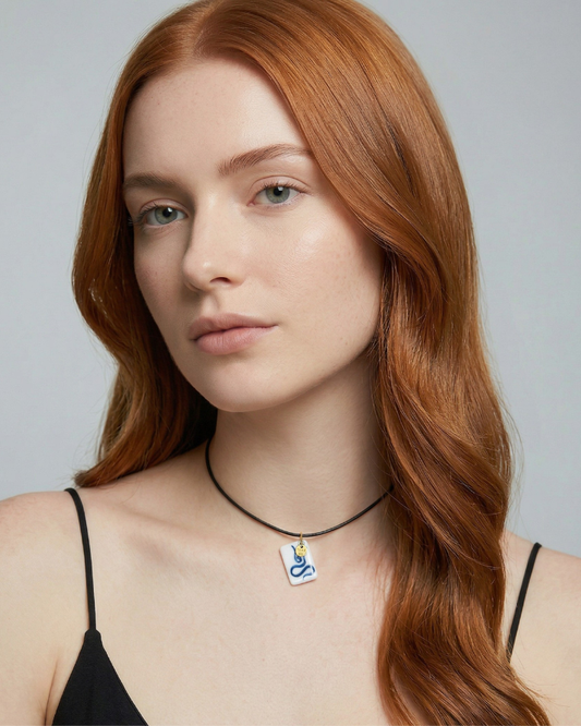 Charm - Rettangolo Energetico Blu ciondolo in Porcellana