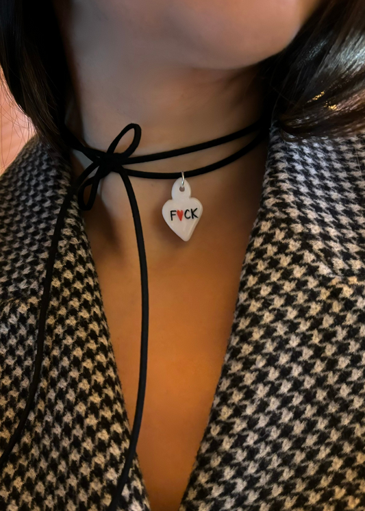 Collana Choker Cuore Rebel in Porcellana