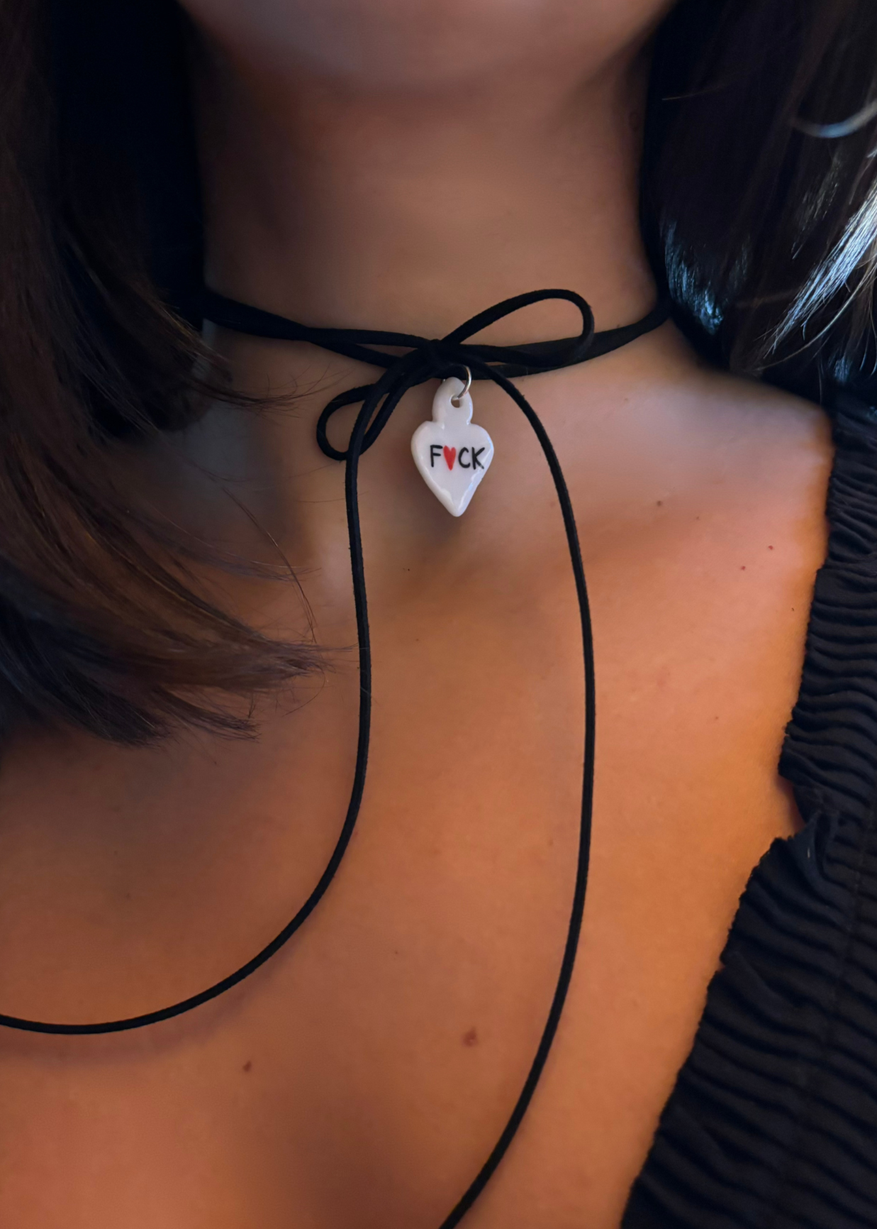 Collana Choker Cuore Rebel in Porcellana
