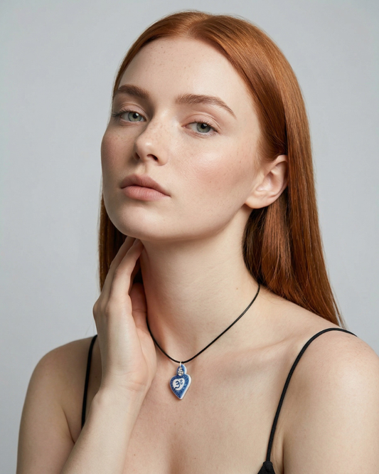 Charm - Cuore Sacro Om Blu ciondolo in Porcellana