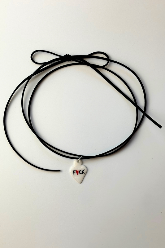 Collana Choker Cuore Rebel in Porcellana