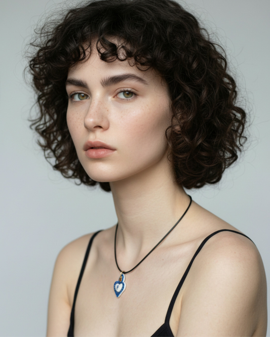 Charms - Colgante de Porcelana Corazón Azul - Letra F