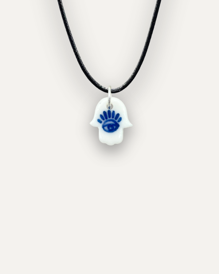 Charm - Mano di Fatima Piccola Blu ciondolo in Porcellana