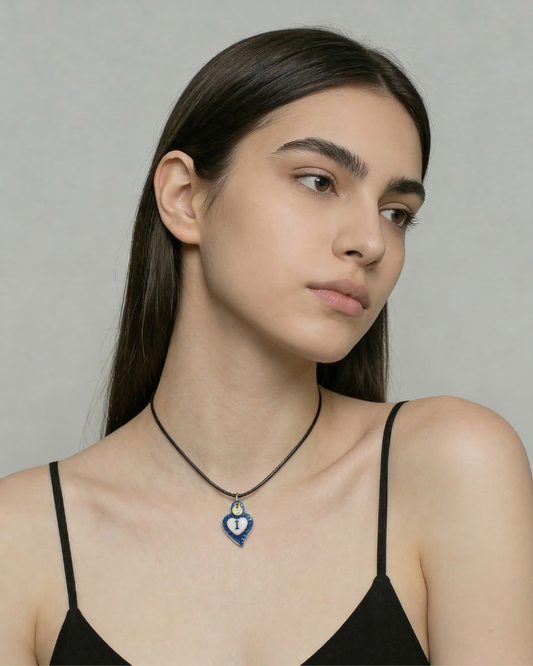 Charms - Colgante de Porcelana Corazón Azul - Letra I