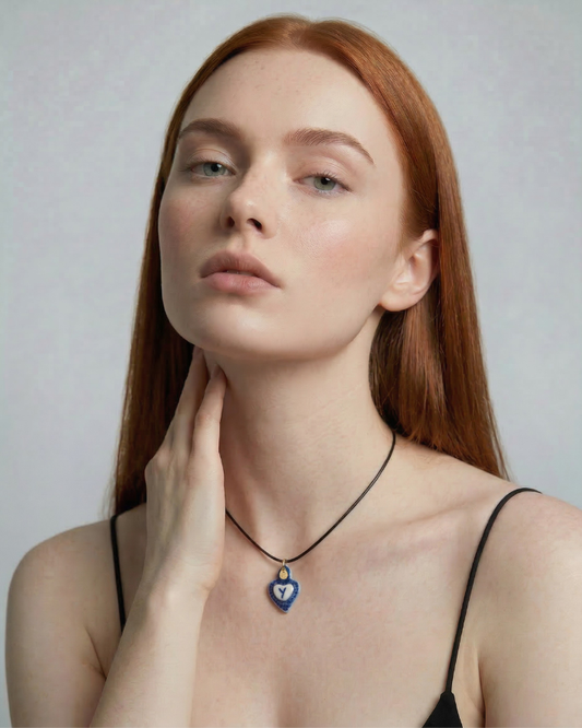 Charms - Ciondolo in Porcellana Cuore Blu - Lettera Y