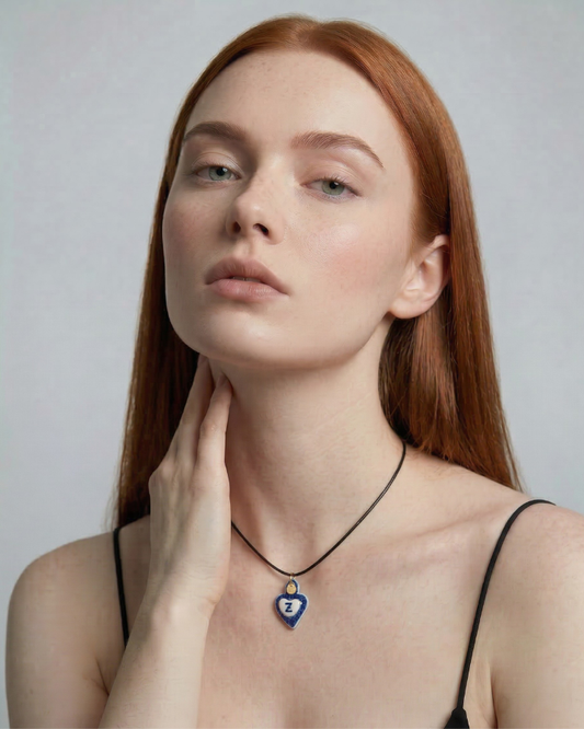 Charms - Ciondolo in Porcellana Cuore Blu - Lettera Z