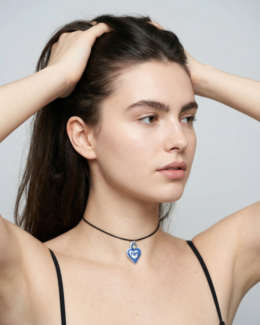 Charms - Ciondolo in Porcellana Cuore Blu Rebel