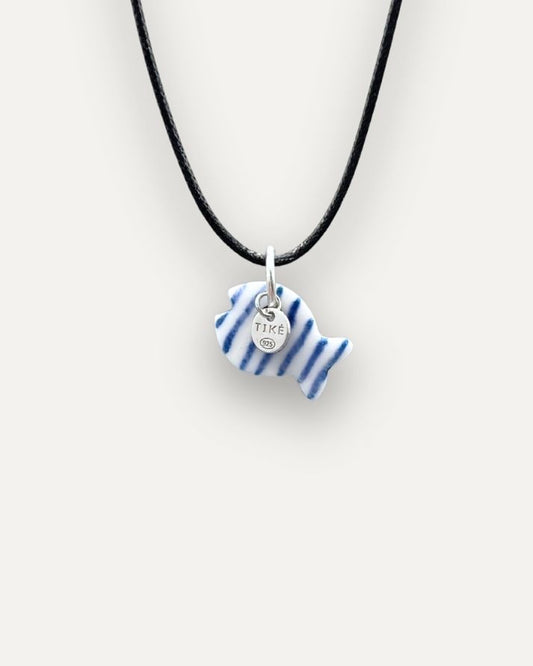 Charms - Porcellana Pesce Blu Righe