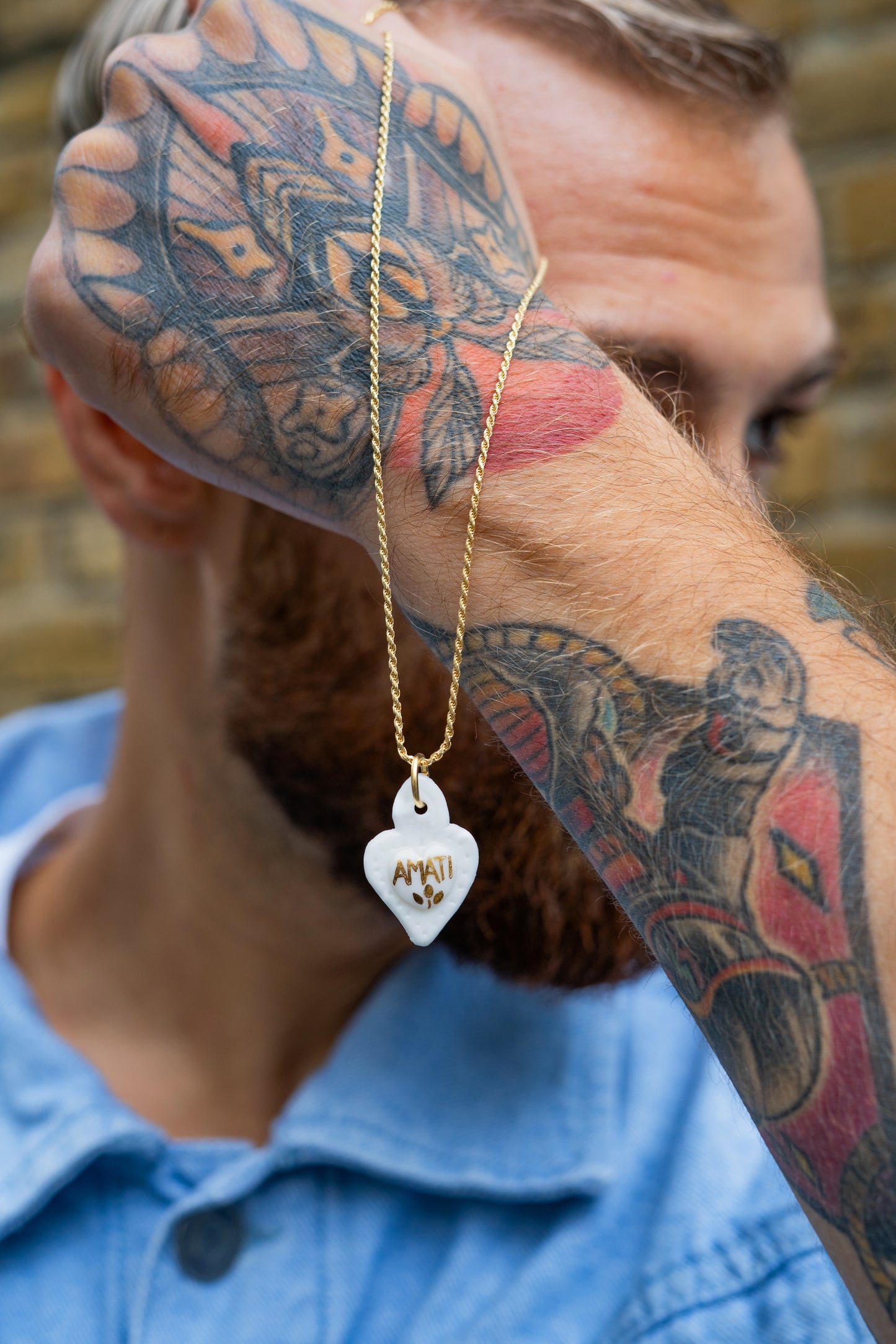 Charms - Ciondolo in Porcellana Cuore Oro Amati
