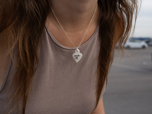 Charms - Ciondolo in Porcellana Cuore Platino Amati
