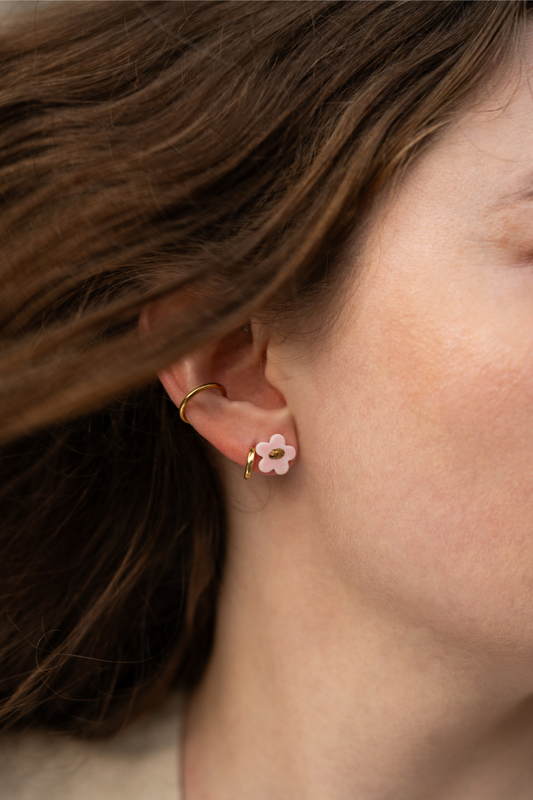 Orecchini a Lobo - Fiore in Porcellana Oro