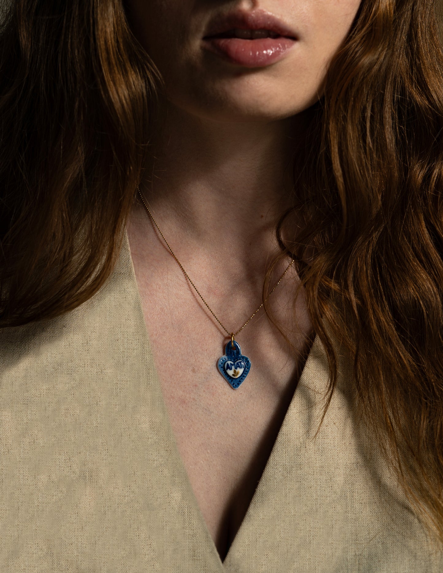 Charms - Ciondolo in Porcellana Cuore Blu Amati