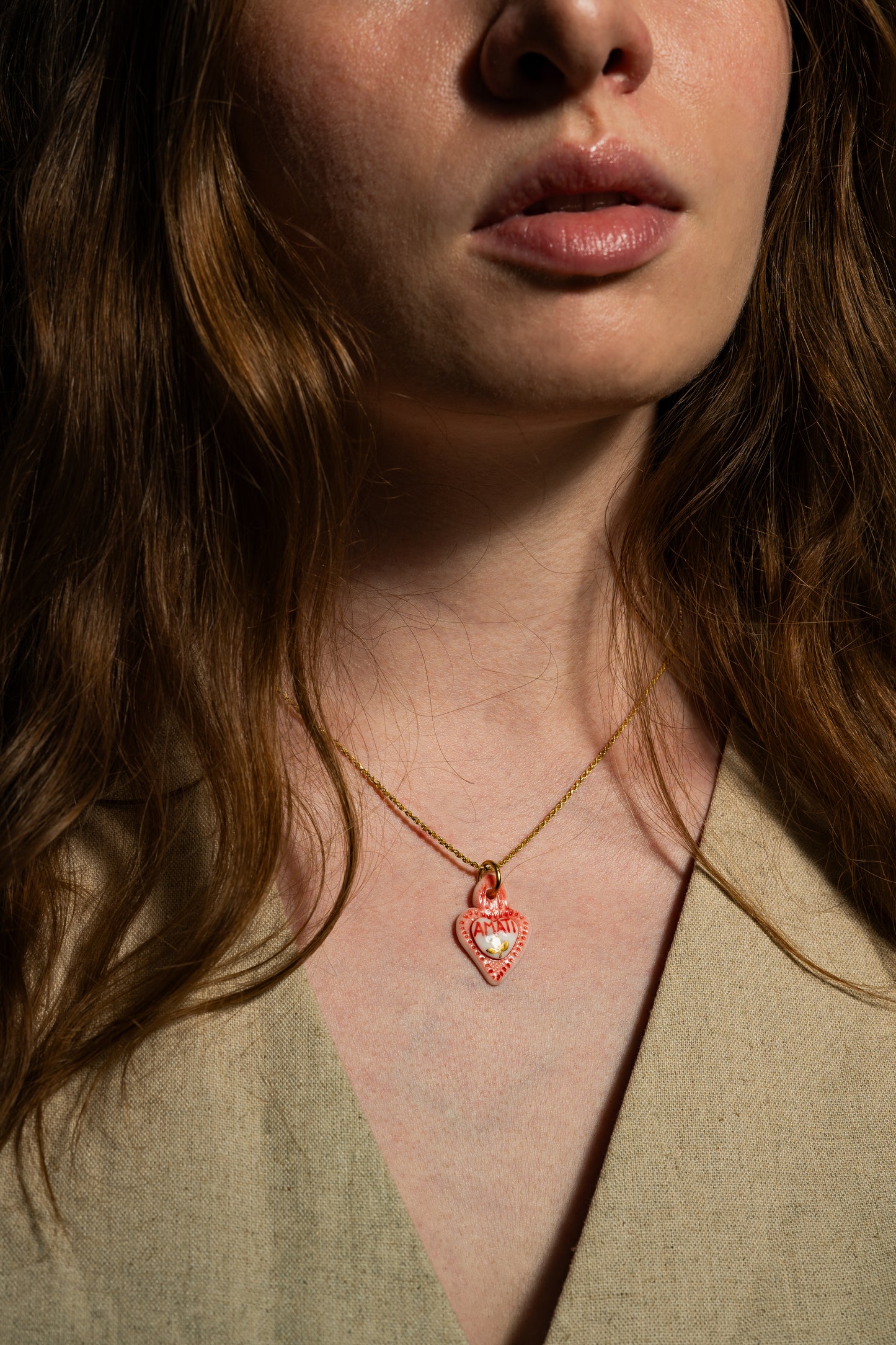Charms - Ciondolo in Porcellana Cuore Rosso Amati