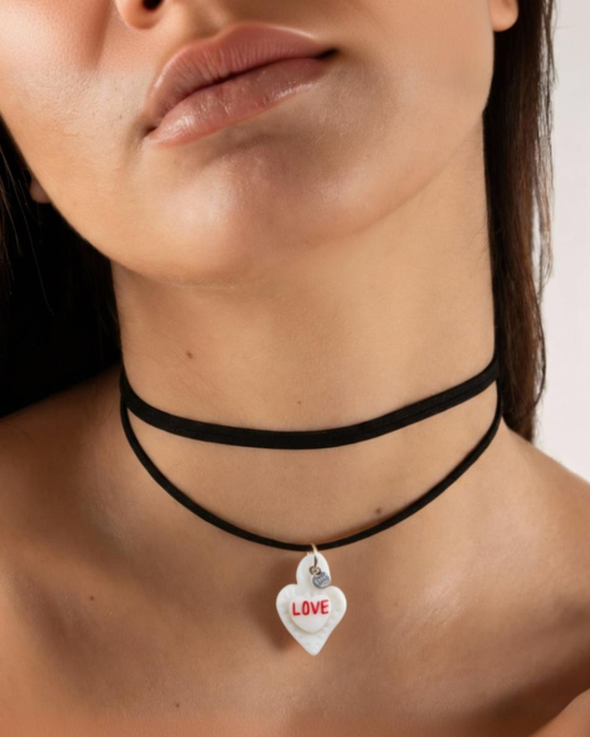 Charm - Cuore Sacro LOVE rosso ciondolo in Porcellana