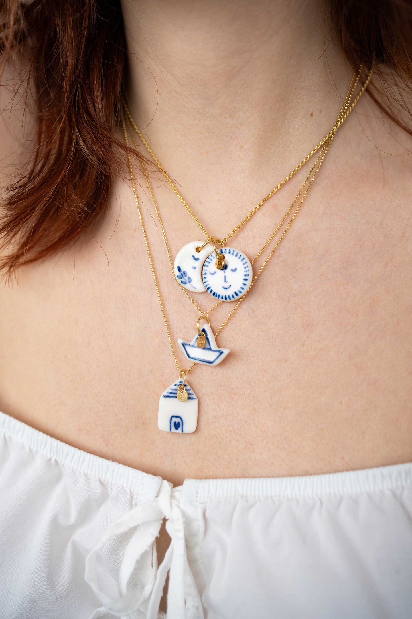 Charms - Blue sun porcelain pendant