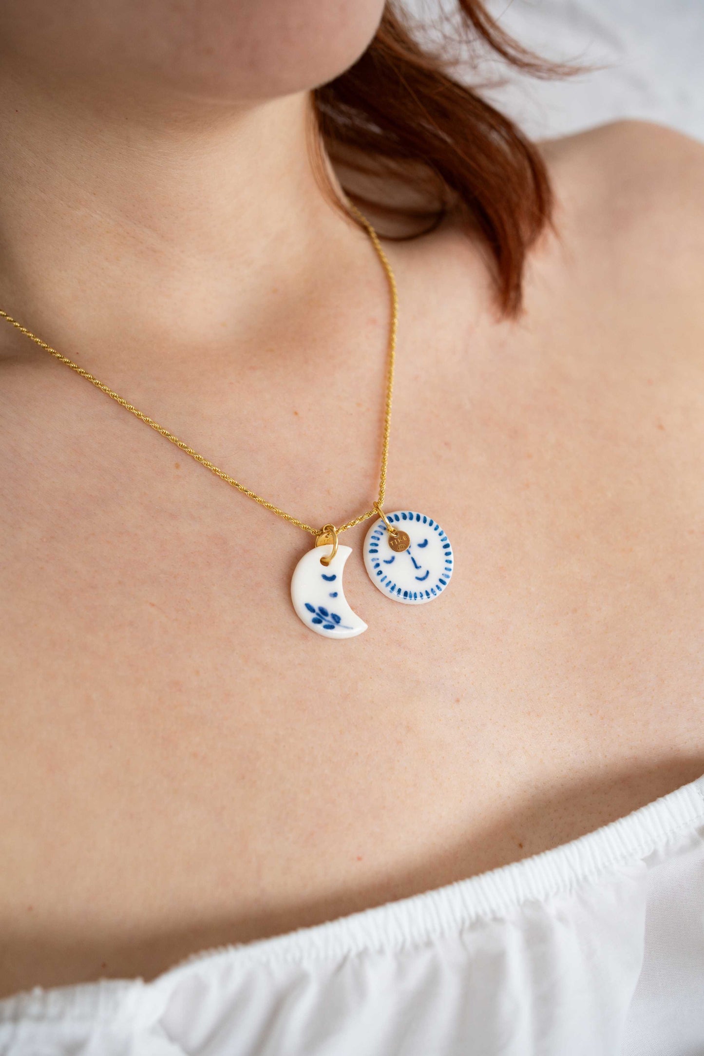 Charms - Blue sun porcelain pendant