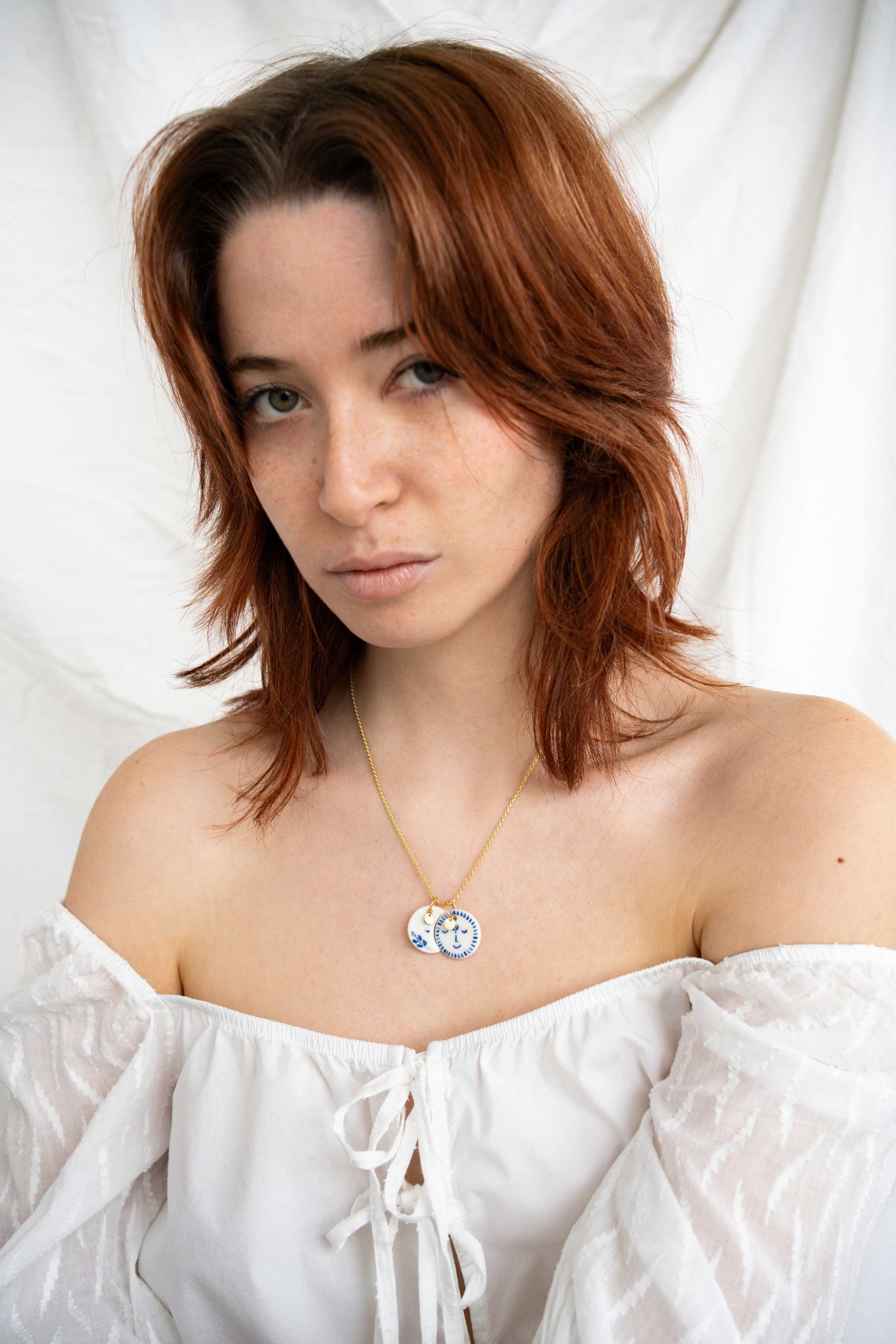 Charms - Blue sun porcelain pendant