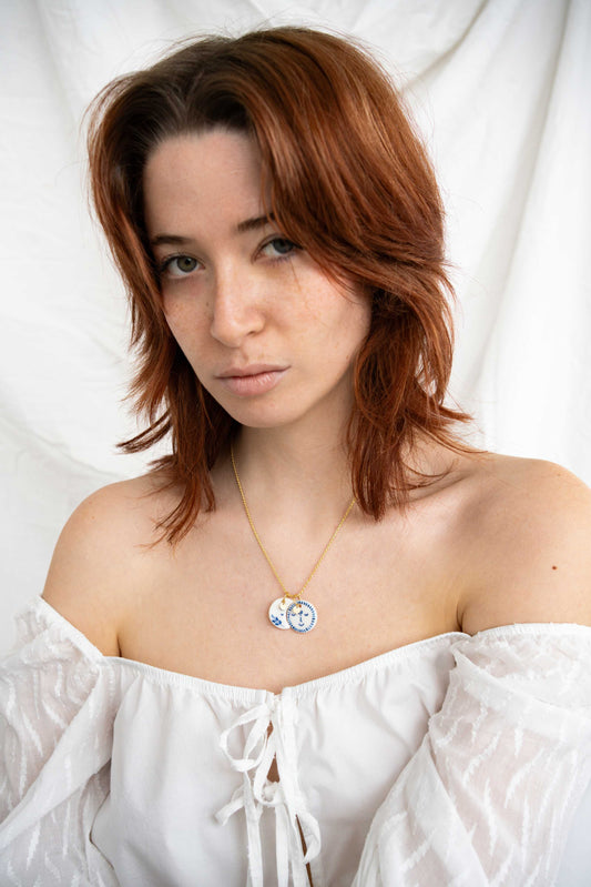 Charms - Sole Blu Ciondolo in Porcellana