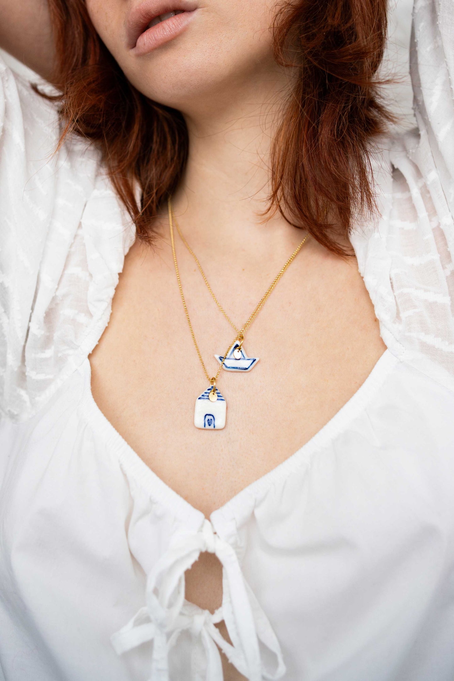 Charms - Blue sun porcelain pendant