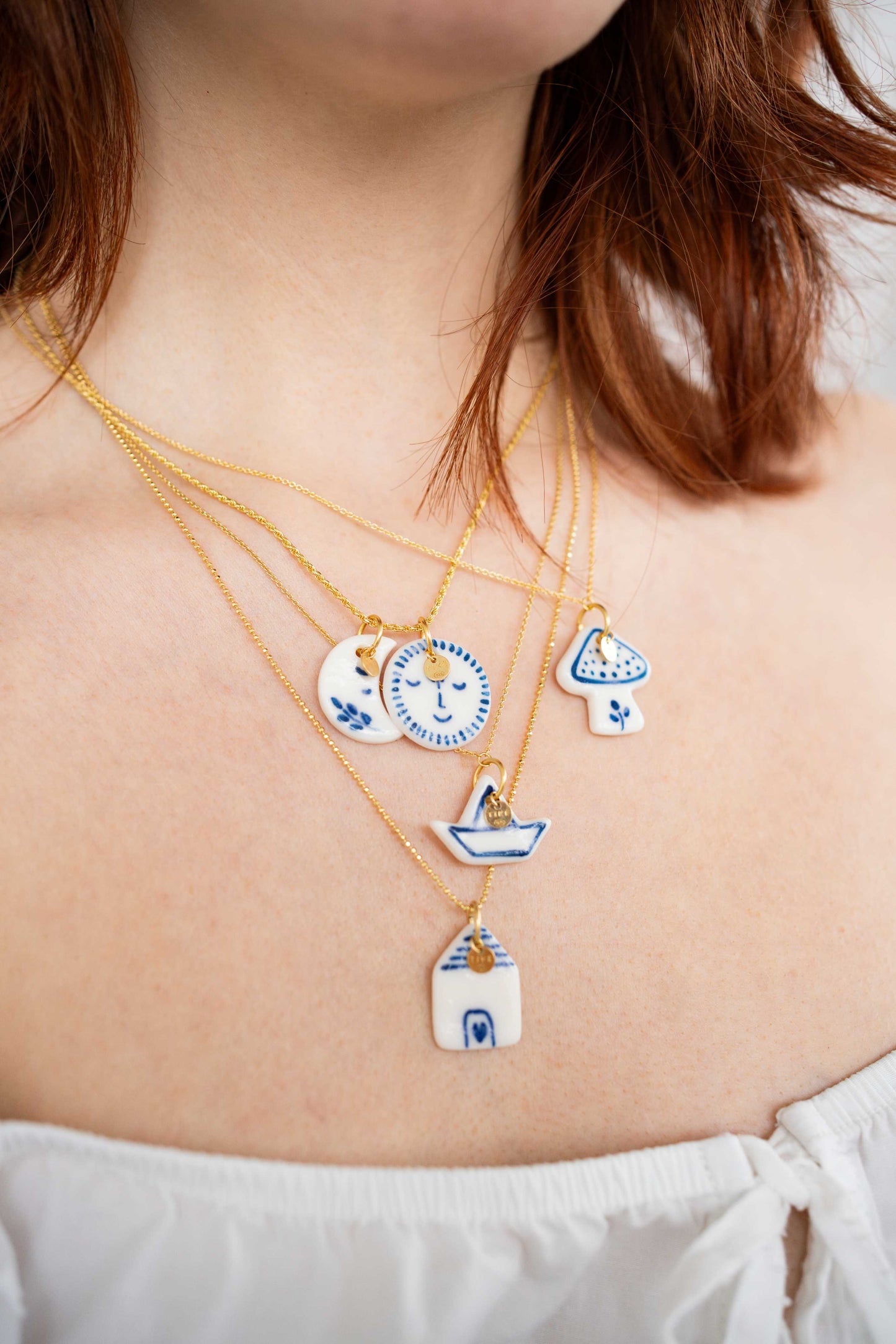 Charms - Blue sun porcelain pendant