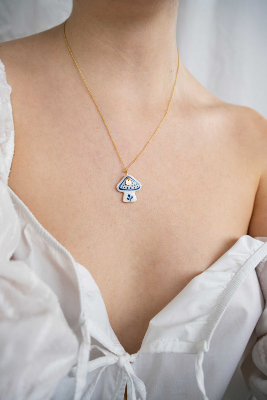 Charms - Fungo Blu Ciondolo in Porcellana