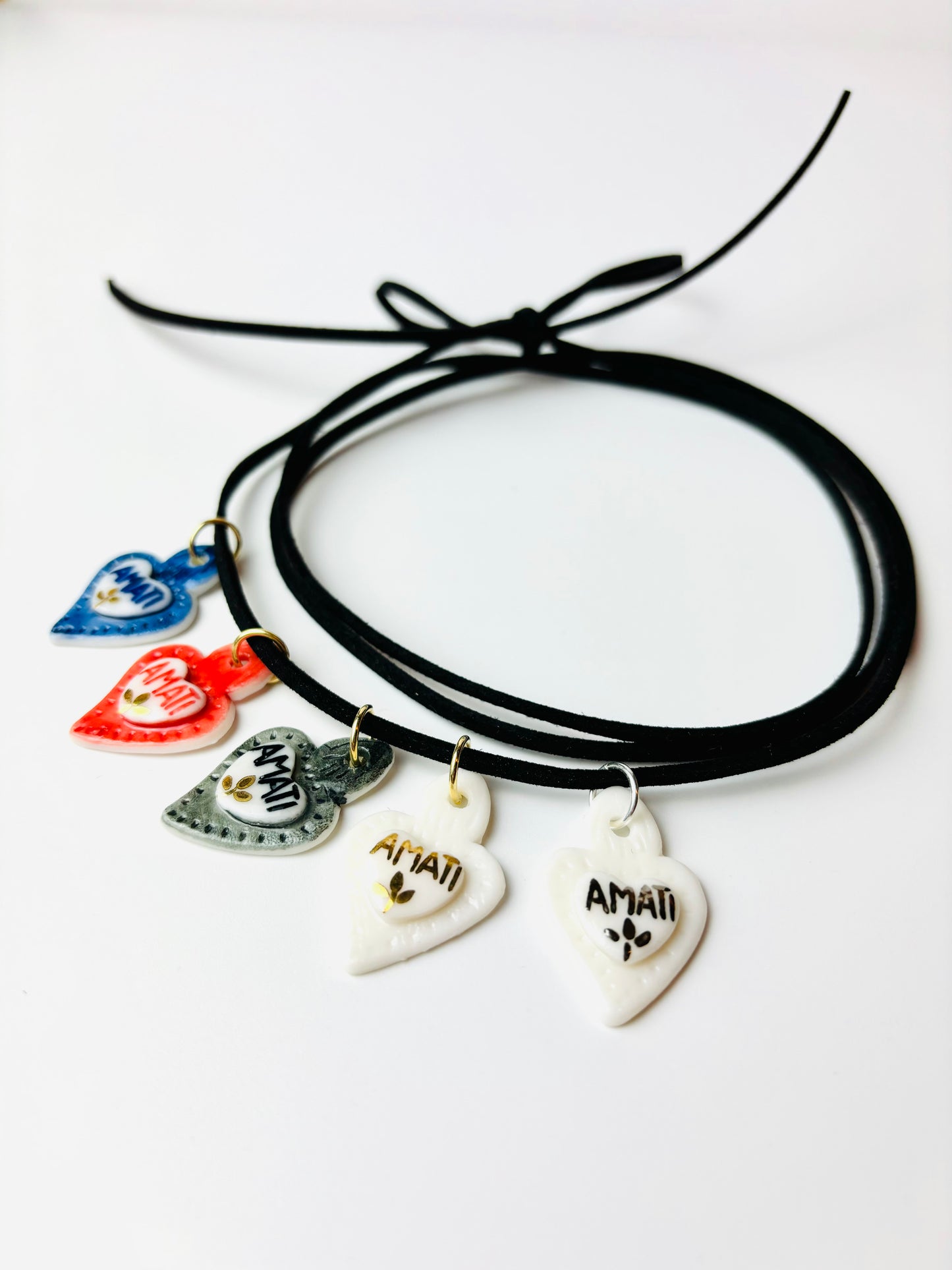 Collana Choker Cuore Amati in Porcellana