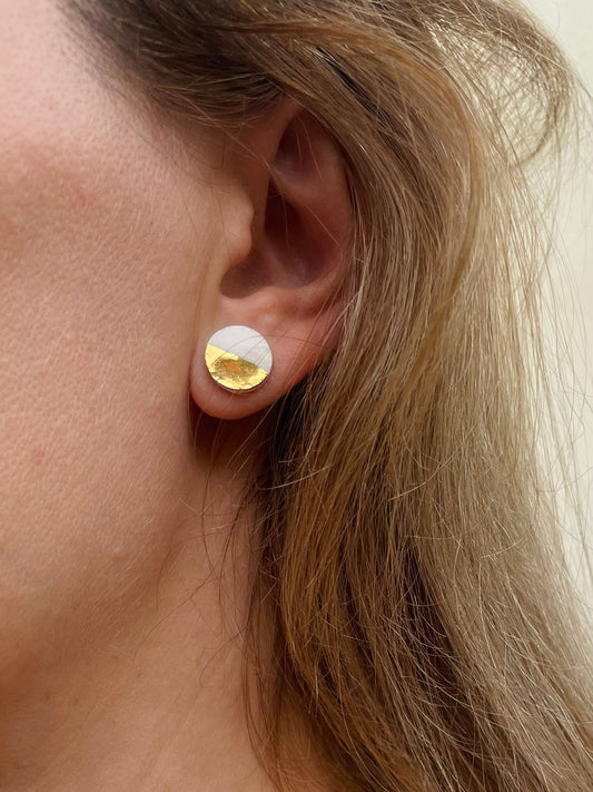 Orecchini a Lobo - Zodiaco in Porcellana Bianca e Oro