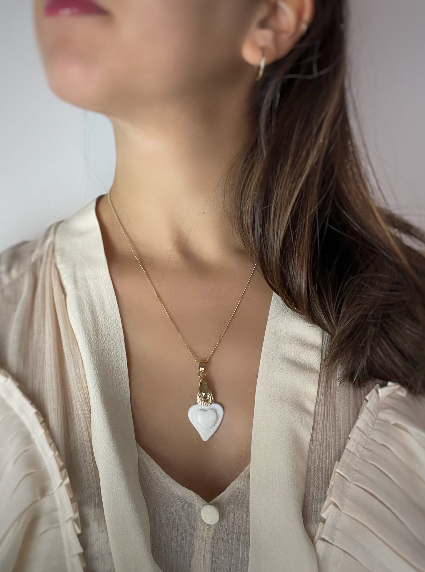 Collana Pallini Cuore Sacro in Porcellana