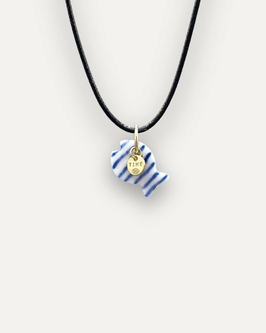 Charms - Porcellana Pesce Blu Righe