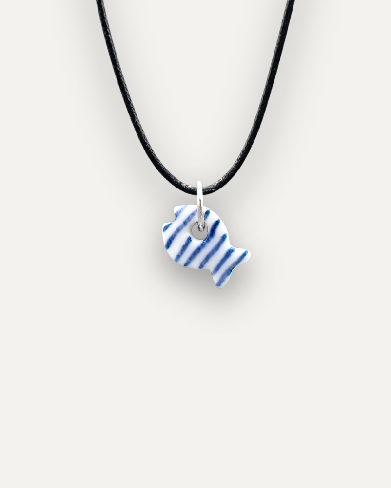 Charms - Porcellana Pesce Blu Righe