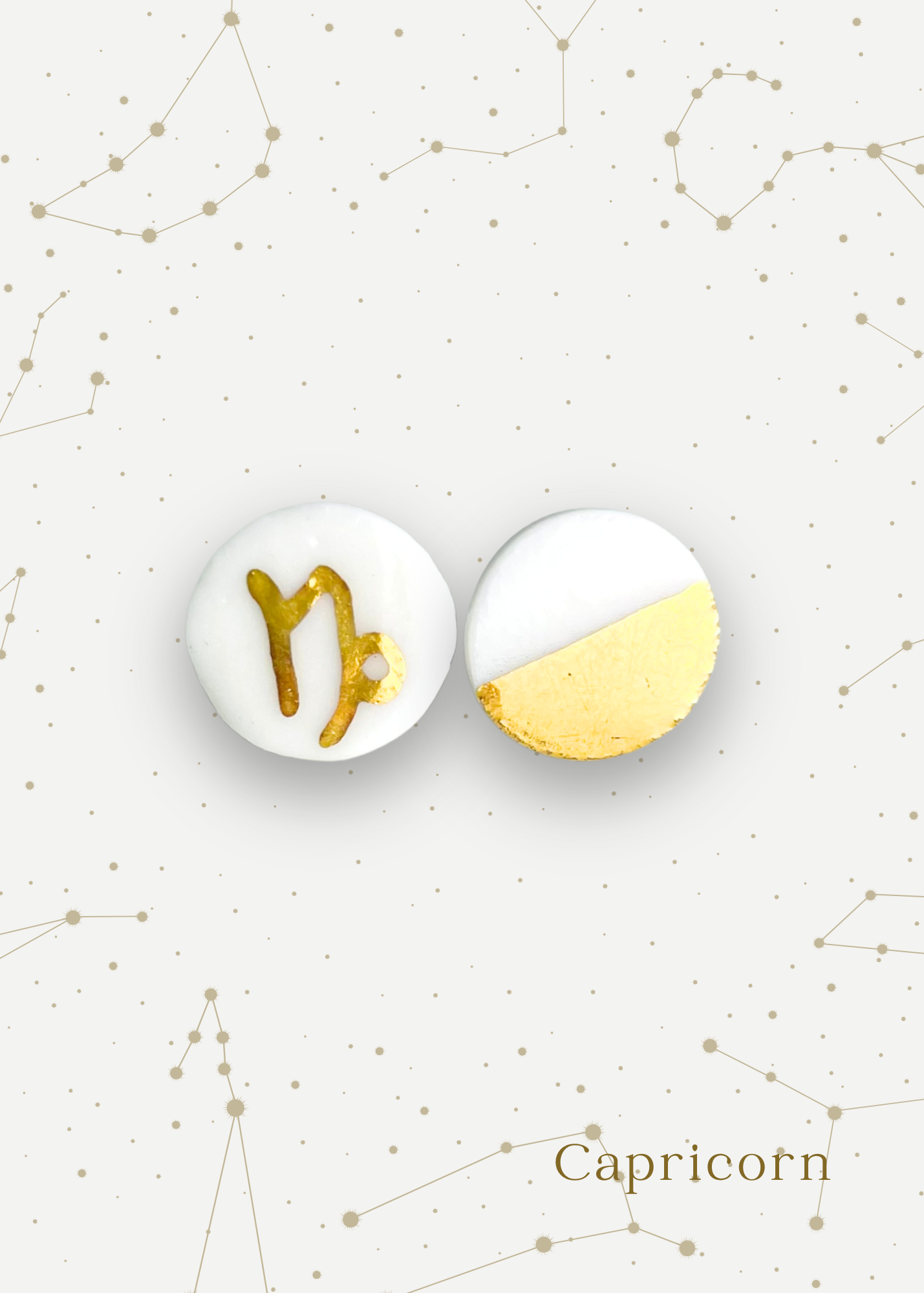 Orecchini a Lobo - Zodiaco in Porcellana Bianca e Oro