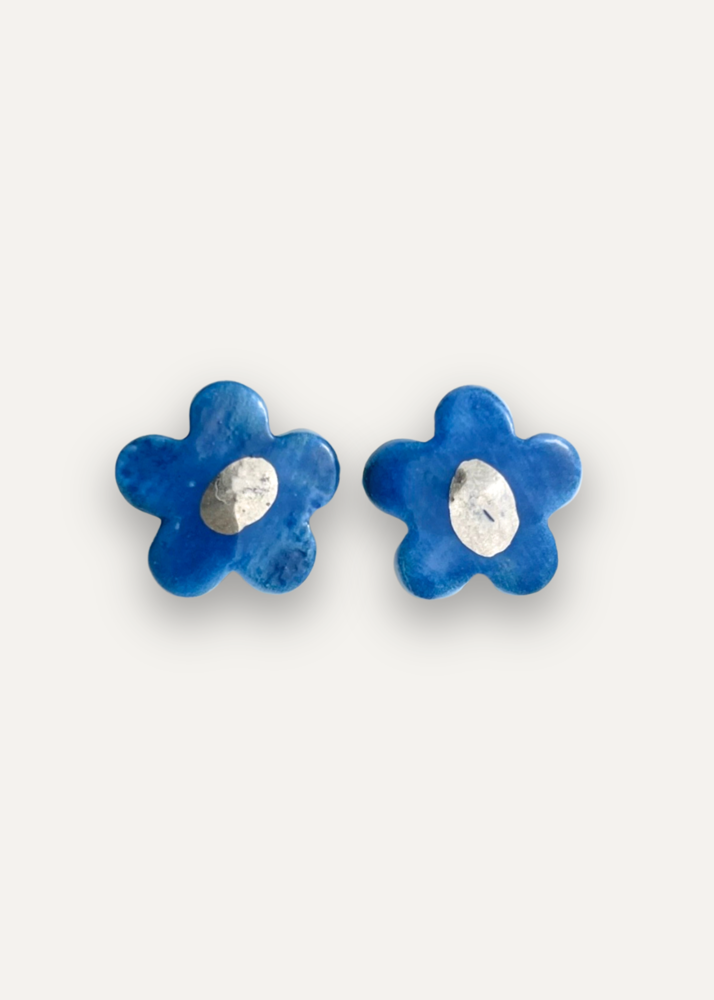 Orecchini a Lobo - Fiore in Porcellana Platino
